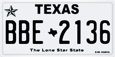 TX license plate BBE2136