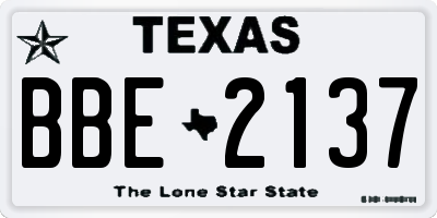 TX license plate BBE2137