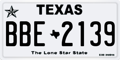 TX license plate BBE2139