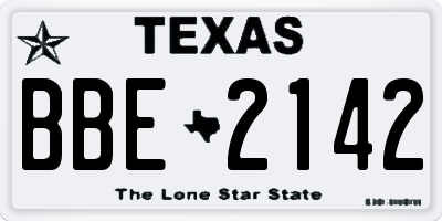 TX license plate BBE2142