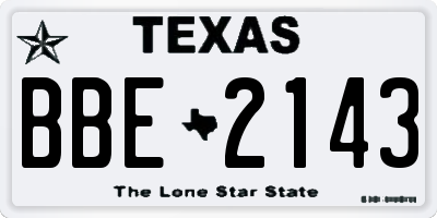 TX license plate BBE2143