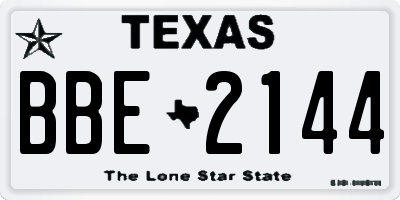 TX license plate BBE2144