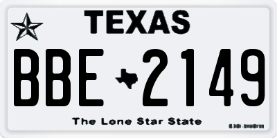 TX license plate BBE2149