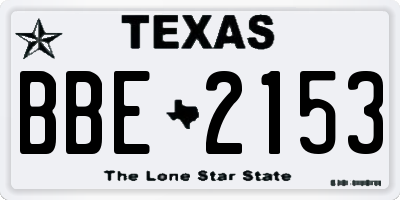 TX license plate BBE2153