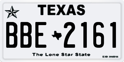 TX license plate BBE2161