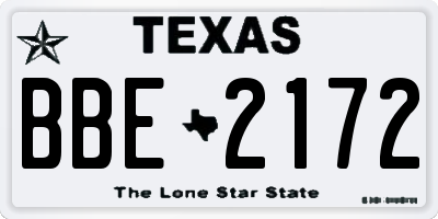 TX license plate BBE2172