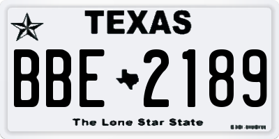 TX license plate BBE2189