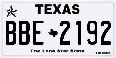 TX license plate BBE2192