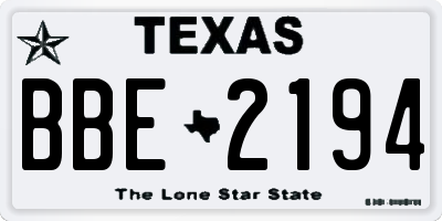 TX license plate BBE2194