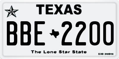 TX license plate BBE2200