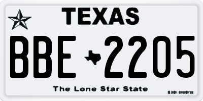 TX license plate BBE2205