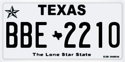 TX license plate BBE2210
