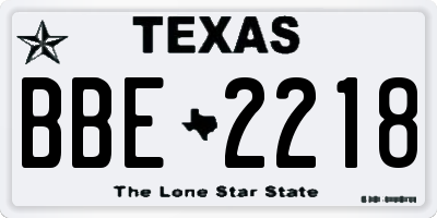 TX license plate BBE2218