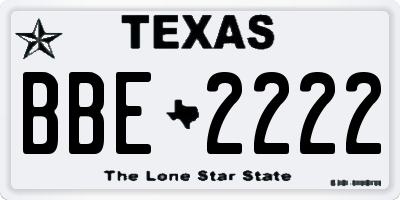 TX license plate BBE2222