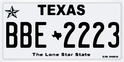TX license plate BBE2223