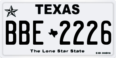 TX license plate BBE2226