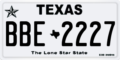 TX license plate BBE2227