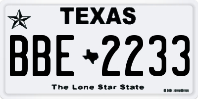 TX license plate BBE2233