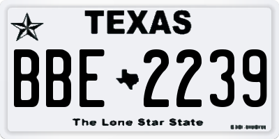 TX license plate BBE2239