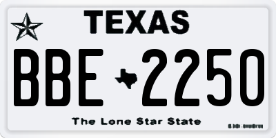 TX license plate BBE2250