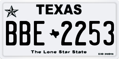 TX license plate BBE2253