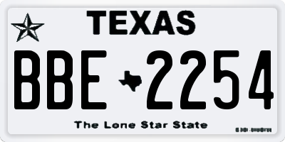 TX license plate BBE2254