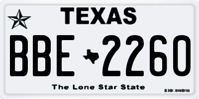TX license plate BBE2260