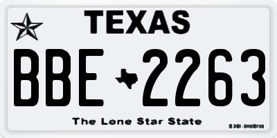 TX license plate BBE2263