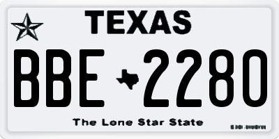 TX license plate BBE2280