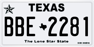 TX license plate BBE2281