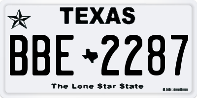 TX license plate BBE2287