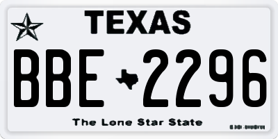 TX license plate BBE2296