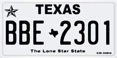 TX license plate BBE2301