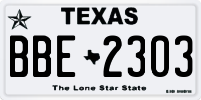TX license plate BBE2303
