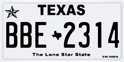 TX license plate BBE2314