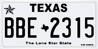 TX license plate BBE2315