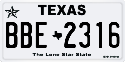 TX license plate BBE2316