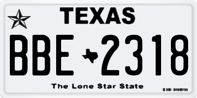 TX license plate BBE2318