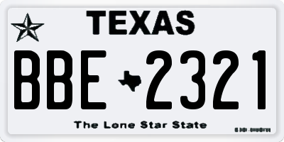 TX license plate BBE2321