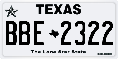 TX license plate BBE2322