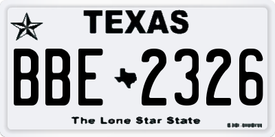 TX license plate BBE2326