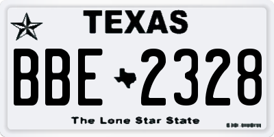 TX license plate BBE2328