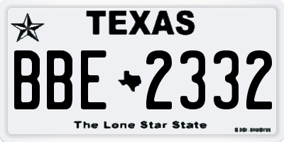 TX license plate BBE2332
