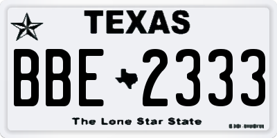 TX license plate BBE2333