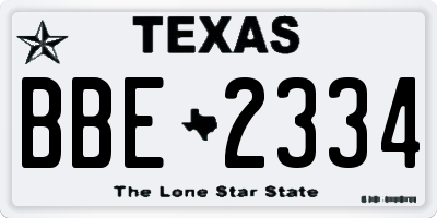 TX license plate BBE2334