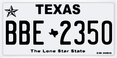 TX license plate BBE2350