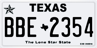 TX license plate BBE2354