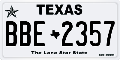 TX license plate BBE2357