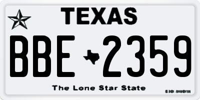 TX license plate BBE2359