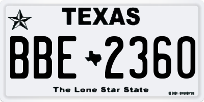 TX license plate BBE2360